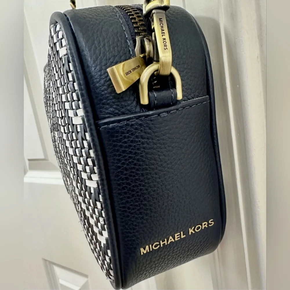 Michael Kors Ginny Medium Woven Leather Crossbody - Picture 4 of 8